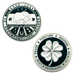 Четырехлистный клевер слон памятная счастливая монета рельефная лакированная металлическая Золотая и серебряная монеты - Product Image 2