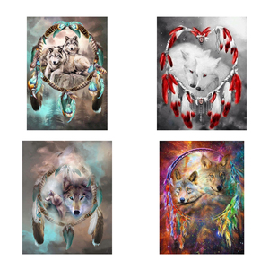 5D rond/carré diamant peinture capteur de rêves animaux diamant peinture toile Kits loup Culture point de croix oeuvre décor à la maison - Product Image 2