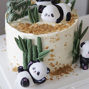 Panda Cake Toppers Cartoon Bamboo Animal Birthday Decoration Handmade Round Cake Decorating Supplies - Product Image 3