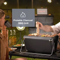 Table Camping 3 en 1 valise pliante gril BBQ enfichable électrique Portable Barbecue gril extérieur charbon de bois porte-documents gril