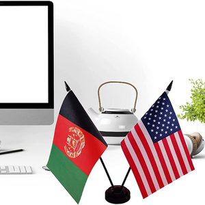 Factory Direct <strong>Custom</strong> Mini Flag of Friendly Exchanges Between the <strong>United</strong> States and Afghanistan Pole with Base Deluxe Desk Flag - Product Image 1