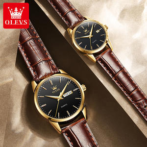 Olevs – montre à Quartz pour hommes et femmes, horloge de sport, robe, montre-bracelet en Faux cuir pour hommes et femmes, cadeau de Couple 6898, 2 pièces, 2020 - Product Image 4