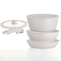 Nouvel ensemble d'ustensiles de cuisine à poignée amovible, casseroles antiadhésives épaissies et élégantes, batterie de cuisine multifonctionnelle pour la maison ou comme cadeau