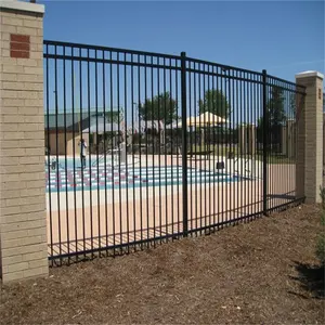 Heavy Duty Security Galvanized Powder Coated Steel Fence Metal Wrought Iron Fence Panels Design