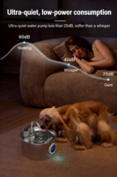 Fontaine à eau pour animaux de compagnie intelligente ultra-silencieuse en acier inoxydable durable de 3,2 L, design moderne écologique, pour chats et chiens, automatique