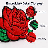 Fer brodé personnalisé d'usine de la Chine sur des patchs de logo patch de broderie tissé rose rouge avec un quantité minimale de commande bas et une livraison rapide
