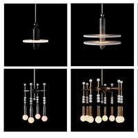 XZ décoration sombre espagnol albâtre cannelé Antique vieilli en laiton Led lustres suspendus chevet Design suspension haut plafond