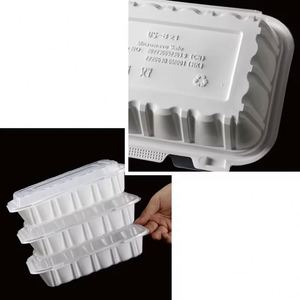 Boîte à lunch jetable à compartiments, boîte à emporter, récipient alimentaire, blanc, noir, plastique, contenants de préparation des repas avec couvercles - Product Image 4