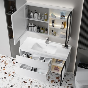 Meuble de salle de bain intelligent moderne avec miroir anti-buée et lavabo intégré en céramique - Product Image 6