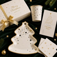 Assiettes en papier Lanweier en forme d'étoile pour Noël, jetables, écologiques, de qualité alimentaire, vaisselle classique pour les fêtes