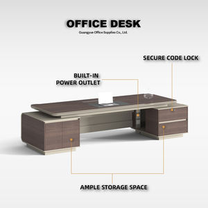 견고한 원목 상업용 사무실 책상 통합 전원 그로멧 수납장 넓은 작업면 미니멀리스트 사무실용 - Product Image 4