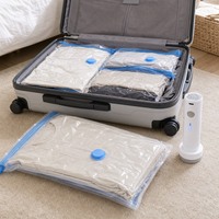 Ensemble de sacs de rangement sous vide personnalisables de haute qualité avec pompe pour literie et vêtements, en matériau PA+PE, pour armoire