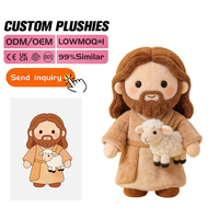 Poupée Jésus personnalisée en gros, nouveau design, en coton doux rembourré, figurine religieuse en fourrure, personnage biblique, jouet en peluche avec doublure en maille