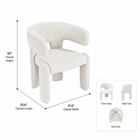 Fauteuil de salle à manger moderne de luxe blanc en bouclette, forme organique, pour projets hôteliers et villas, fabricant OEM