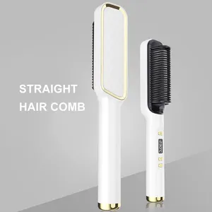 2024 nuevo producto calentado Hotcombs y Curlin Etiqueta Privada alisador de pelo rápido presionando peine caliente eléctrico