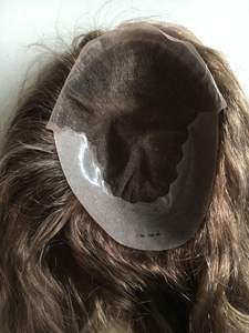 Q6 Australia encaje suizo con PU alrededor de <span class=keywords><strong>mujer</strong></span> tupé peluca prótesis 180% marrón claro Topper de <span class=keywords><strong>cabello</strong></span> humano para <span class=keywords><strong>mujer</strong></span> - Product Image 6