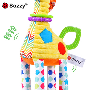 Nhẫn Lục Lạc Nhăn Nheo Cho Giường Cũi Ô Tô Đồ Chơi Treo Mềm Hình Hươu Cao Cổ Dài Hoa Hình Ngựa Vằn Búp Bê Vải Hiện Đại ASTM - Product Image 5