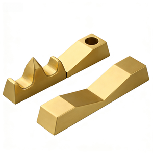 Servicio de Mecanizado CNC Personalizado, Reposapalillos de Metal Dorado Cepillado con Doble Ranura, Soporte para Cubiertos - Product Image 1