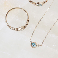 Nouveau Collier Chaîne de Clavicule Style Japonais Vintage Simple et Original 2026 avec Apatite Incrustée, en Argent 925 Plaqué Or 14K – Idéal Cadeau