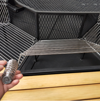 Table de barbecue octogonale de luxe KingJoy pour patio, grande table de salle à manger pour patio, 8 places, plateau en bois, chauffage extérieur, combustion au charbon de bois