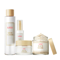 Kit de Soins Visage au Riz : Masque, Sérum, Tonique, Extrait de Collagène, Anti-Âge, Anti-Rides, Éclat, Réparateur, Coffret Cadeau