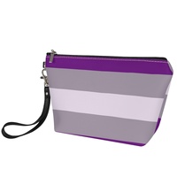 Trousse de Maquillage de Voyage en PU Personnalisée avec Motif Arc-en-ciel Gay Gris pour Vacances Interurbaines, Rangement Cosmétique Domestique et Stock en Gros
