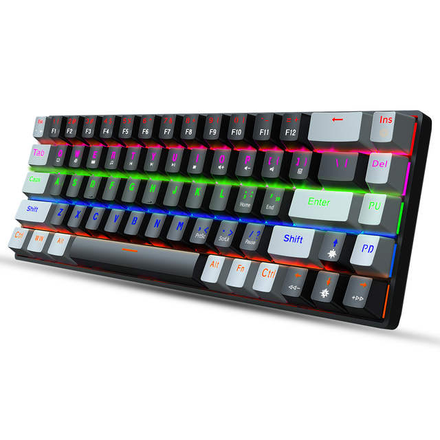 Dual ModeWired 60% Mechanical Gaming Keyboard RGB Backlit Ultra Compact Swappable RGB 2.4Ghz Wired Mechanical Keyboard