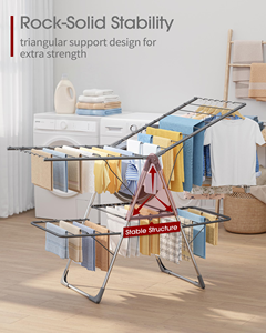 ราวตากผ้าเหล็กอเนกประสงค์พับได้ สแตนเลส สำหรับห้องน้ำ จากโรงงานโดยตรง - Product Image 4