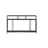 Console moderne en métal de style nordique avec étagère de rangement double et design à panneaux pour salon et entrée
