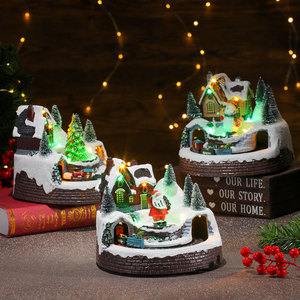 New Christmas Glowing <b>Music</b> Rotating Train Resin Ornament, Christmas Decoration Gift <b>Music</b> <b>Box</b> - Product Image 4