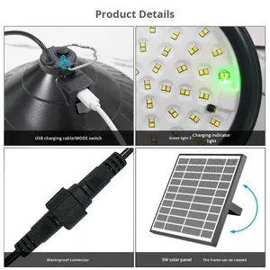 Lampe solaire suspendue LED à intensité variable avec télécommande rechargeable par USB pour l'intérieur, le porche, le <span class=keywords><strong>garage</strong></span>, le couloir, étanche IP65 pour les visites - Product Image 5