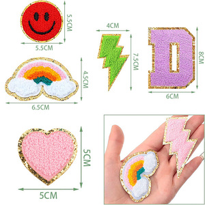 Patch thermocollant <span class=keywords><strong>en</strong></span> chenille motifs <span class=keywords><strong>Smiley</strong></span>, Fleur, Baseball, Cœur, <span class=keywords><strong>Smiley</strong></span>, Ours pour vêtements et chapeaux - Product Image 2