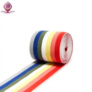 40mm Wide Rainbow Cotton Polyester Webbing Twill Striped Ribbon Heavy Weight Bag Purse Totes Straps Belts Tape bag strap 1 1/2"