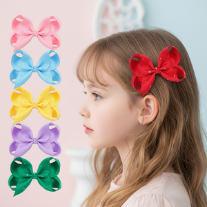 Vente en gros d'usine : Barrettes et nœuds pour cheveux personnalisés pour enfants, 196 couleurs, en ruban gros-grain et métal, pour la boutique de coiffure des petites filles - Product Image 1