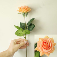 Rose artificielle à tige unique en Latex, 1 pièce, décoration, fleurs pour fête de mariage, Rose, blanc, rouge, toucher véritable, SZ0402