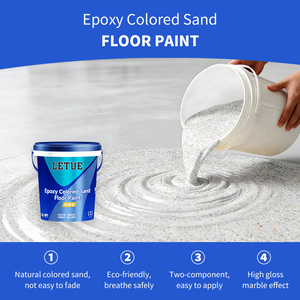 High Gloss Marble Finish Effect Indoor Self-Leveling Epoxy <b>Resin</b> <b>Liquid</b> Paint Waterproof Natural Colored Sand Floor Coating - Product Image 3
