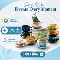 Ensemble tasse et soucoupe en porcelaine personnalisée avec glaçure réactive colorée, durable, bleu, vert, jaune, rose, pour café, maison, cuisine, décoration de table, vente en gros