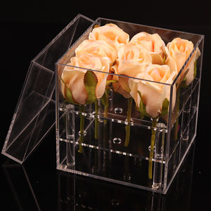 Boîte <span class=keywords><strong>de</strong></span> présentation <span class=keywords><strong>de</strong></span> fleurs <span class=keywords><strong>de</strong></span> rose en acrylique transparent <span class=keywords><strong>de</strong></span> haute qualité carrée transparente avec 9 trous Boîte <span class=keywords><strong>de</strong></span> présentation élégante - Product Image 6
