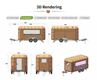 Remorque alimentaire mobile personnalisée, camion de restauration rapide remorquable, remorque de traiteur commerciale en acier inoxydable avec alimentation intégrée pour snacks et café