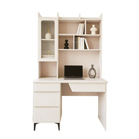 Bureau d'étude moderne et robuste pour enfants, blanc, avec tiroirs de rangement, plateau en verre trempé, poste de travail durable pour ordinateur portable et étagère à livres pour la maison et le bureau