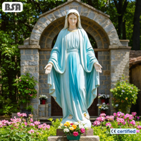 Statue de la Vierge Marie en marbre colorée grandeur nature BSA - Sculpture de la Vierge Marie sculptée à la main pour la décoration de l'église et du jardin