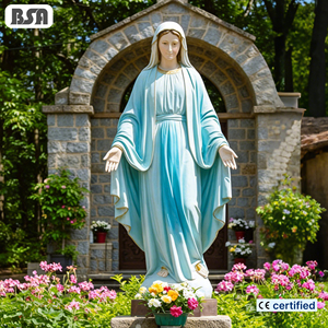 Statue de la Vierge <span class=keywords><strong>Marie</strong></span> en marbre colorée grandeur nature BSA - Sculpture de la Vierge <span class=keywords><strong>Marie</strong></span> sculptée à la main pour la décoration de l'église et du jardin - Product Image 1