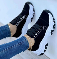 Collection Européenne et Américaine 2024 : Baskets décontractées à lacets pour femme, style marche, semelle épaisse, coupe basse