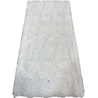 NI.AI Tissus Voile Nigérians à Succès, Dentelle Suisse Appliquée, Tissu en Coton avec Pierres, Tissus à Motifs de Dentelle Africaine pour Mariage