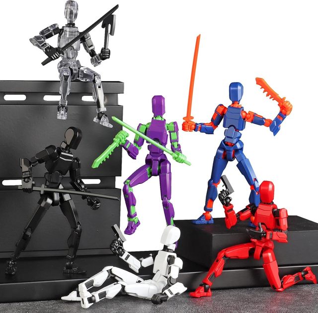 T13 Figure Multi-Jointed Movable Laser Saber 3D Printed T13 Lucky Robot Luminous 3D Printed Creative Action Figure Robot