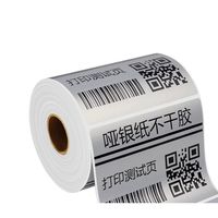 Rollo de Etiquetas Adhesivas Plateadas Mate de PET, Impresión Personalizada de Códigos de Barras, Diseño PDF/AI/PSD, Impresora de Etiquetas Adhesivas
