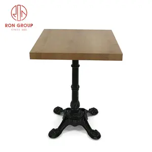 Kontrplak kaplama demir masa tabanı ile toptan restoran mobilya masa üst özelleştirilmiş boyut ve renk yemek masası seti