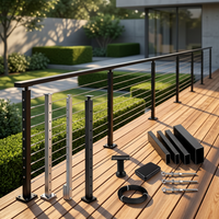 Poteau de balustrade de balcon en câble noir au design moderne, fabrication OEM