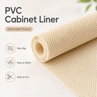 Tapis de protection antidérapant et imperméable en PVC beige à mailles ouvertes pour tiroirs et étagères, facile à découper, pour rangement de cuisine
