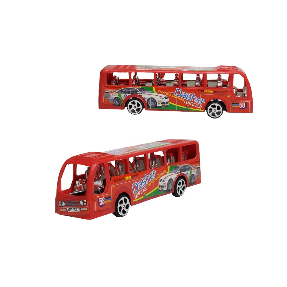 4 Pièces Mini Bus Jouets En Plastique Pour Enfants – Voitures à Tirer Avec Direction Et Portes Ouvrables